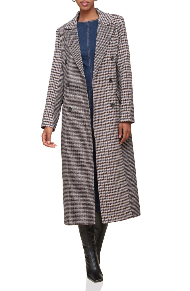 Avec Les Filles Colorblock Houndstooth Double Breasted Coat 5