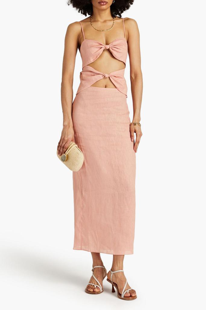 Ronny Kobo Knotted cutout linen maxi dress
