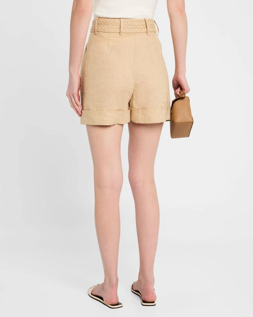 FIGUE Uma Braided Pleated Linen Shorts 3
