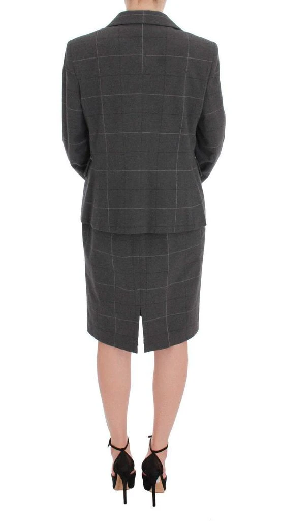 BENCIVENGA BENCIVENGA Gray Checkered Cotton Blazer Dress Set Suit 4
