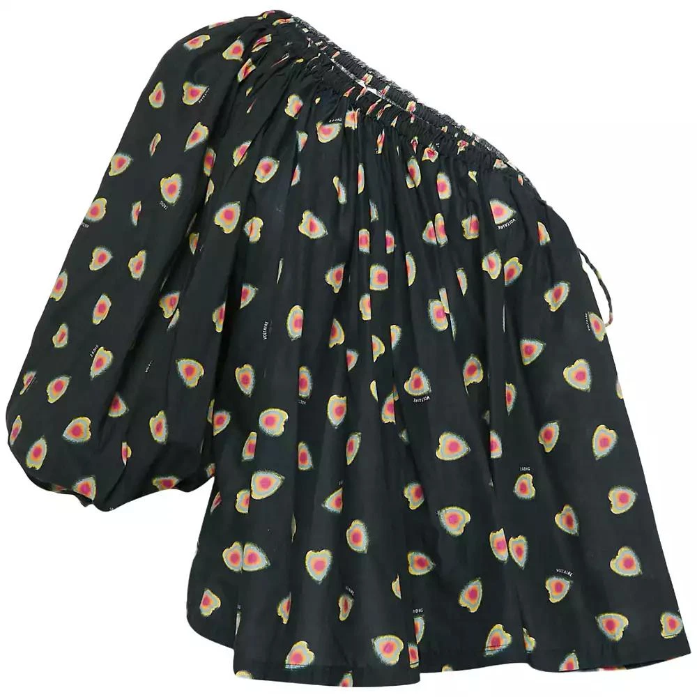 Pre-Owned Zadig & Voltaire Women's Hearts Print Cotton One Shoulder Coeur Top