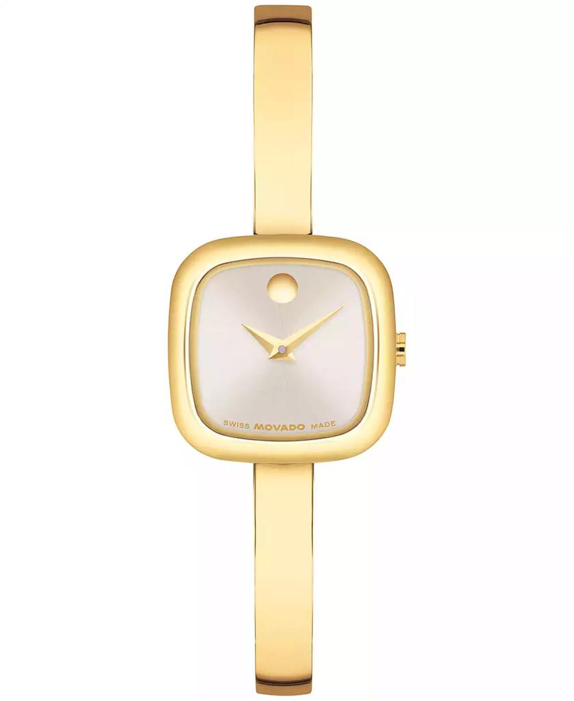 Movado Women's Museum Cushion Swiss Quartz Yellow PVD Steel Bangle Watch, 21.50mm