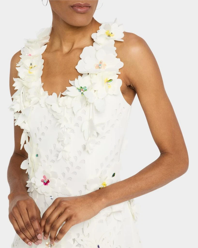 Badgley Mischka Sleeveless Cutout Floral Applique Midi Dress 6