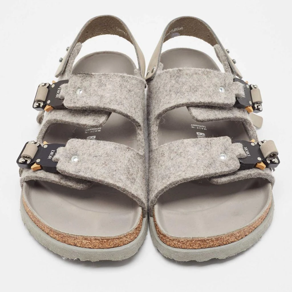 Dior Dior X Birkenstock Grey Wool Slingback Sandals Size 40 3