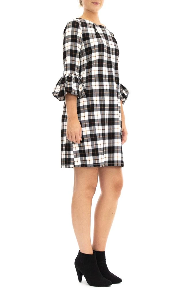 Nina Leonard Windowpane Ruffle Sleeve Shift Dress 4