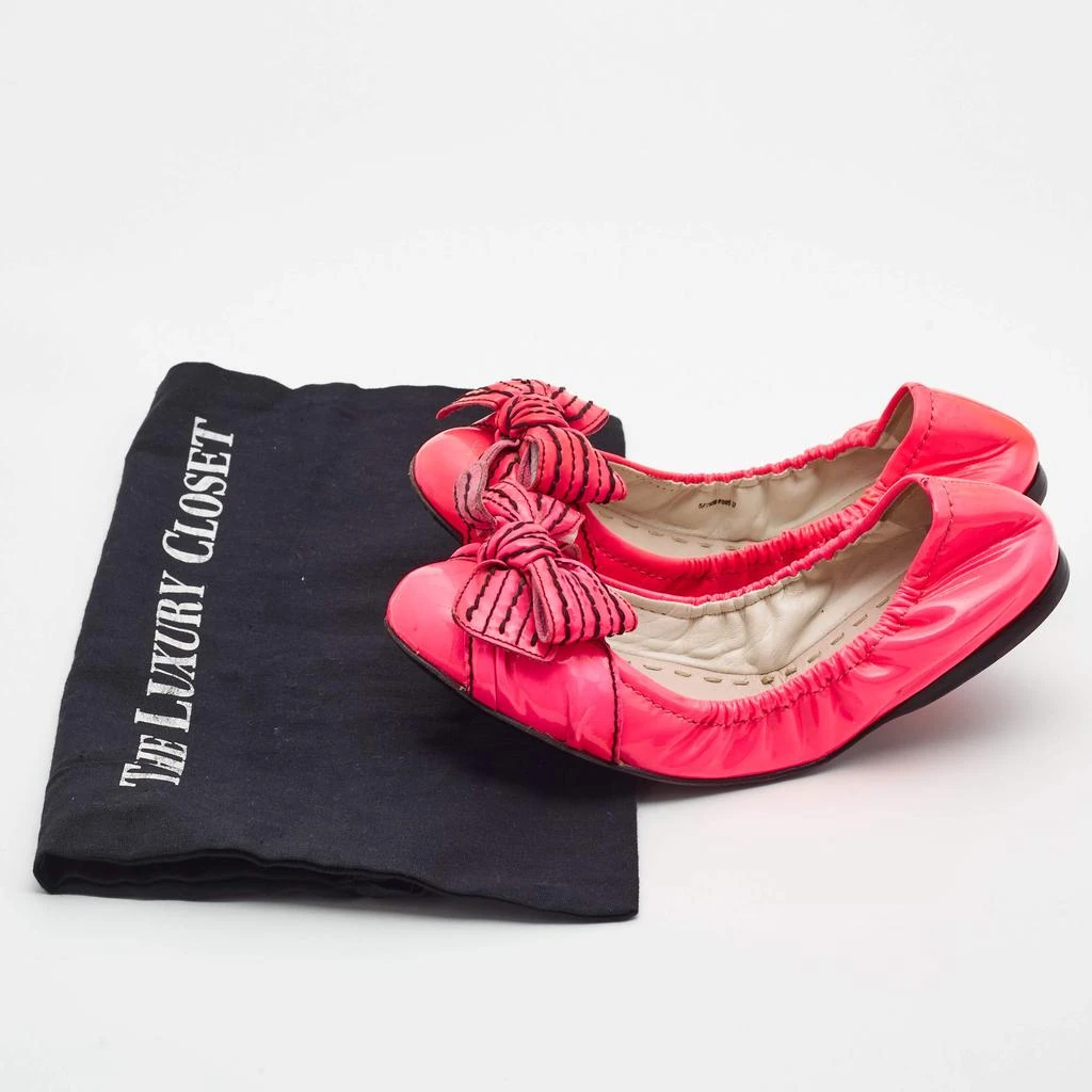 Miu Miu Miu Miu Pink Patent Leather Bow Scrunch Ballet Flats Size 37 8
