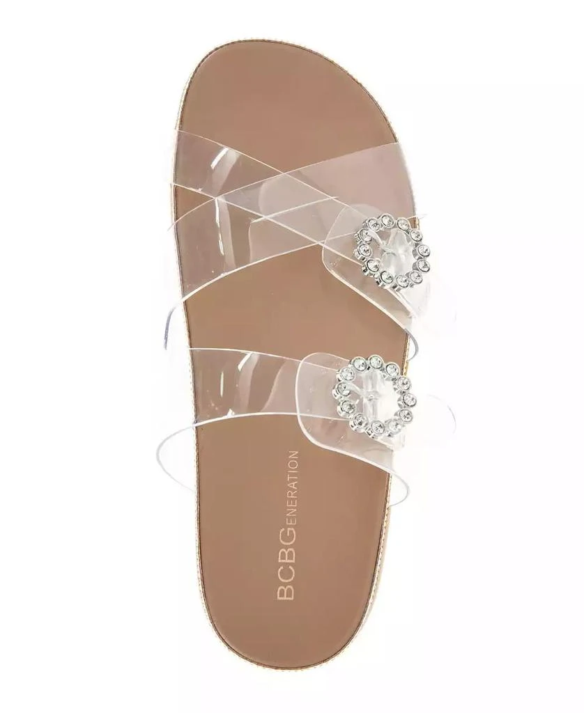 BCBG Women's Jia Rhinestone Buckle Flat Sandals 4