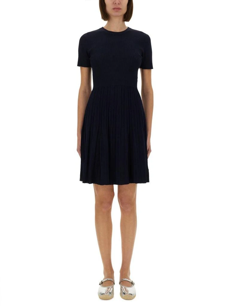 knit dress fitted Taupe Ribbed V Neck Midi Dress main image 0