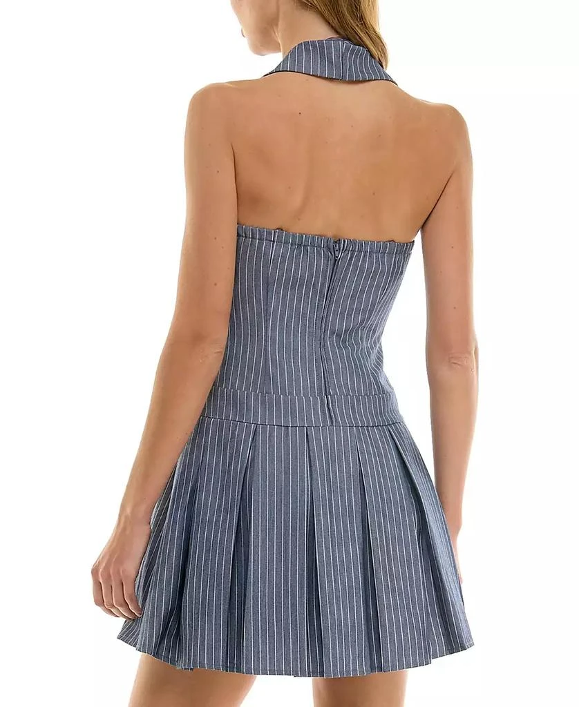 open lace back dress Gessato Linen Midi Dress White Pinstripe main image 0