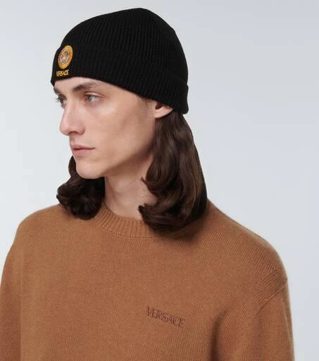 Versace Medusa embroidered wool beanie 3