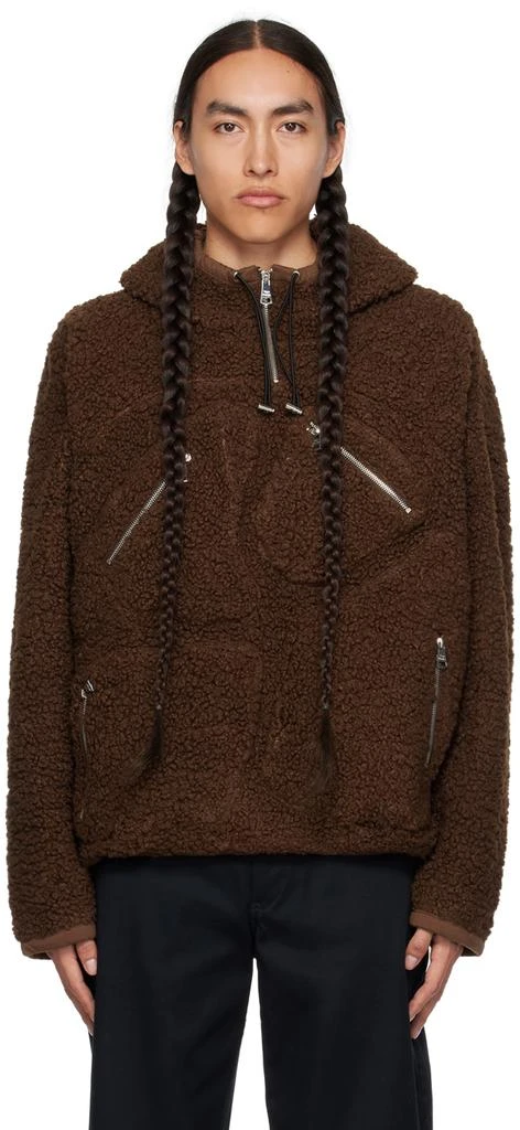 WYNN HAMLYN Brown Jigsaw Hoodie 1