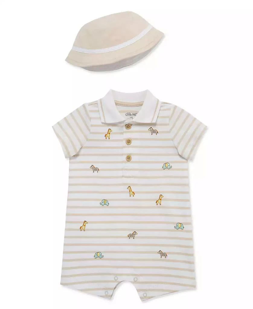 Little Me Baby Boys
 Safari Romper 
Bucket Hat, 2-Piece Set