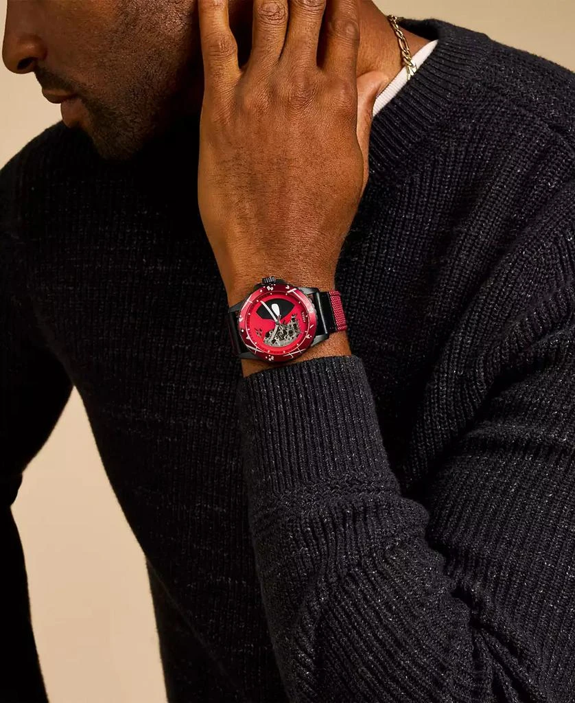 Fossil Unisex Marvel x Limited Edition Automatic Red and Black Nylon and Leather Watch, 42mm 5