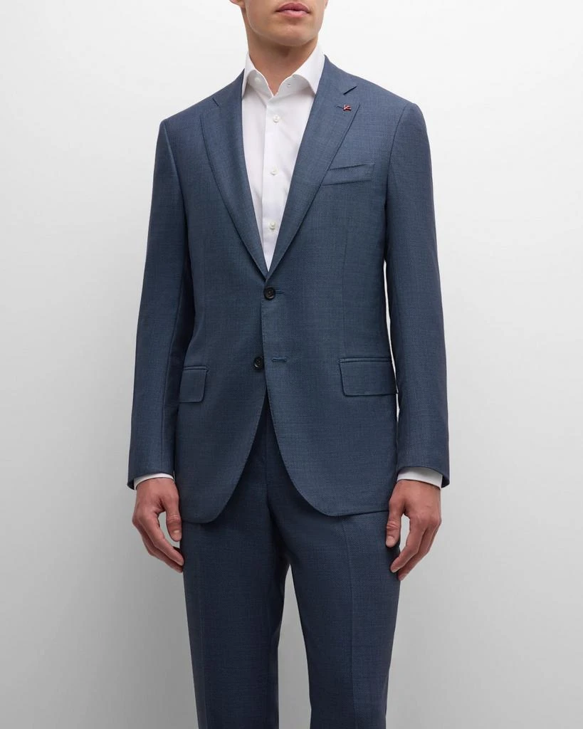 Isaia Men's Blue Birdseye Wool Suit 5