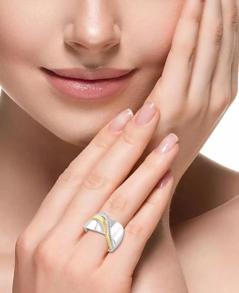 Effy EFFY® Diamond Crossover Statement Ring (1/10 ct. t.w.) in Sterling Silver & 14k Gold-Plate 2