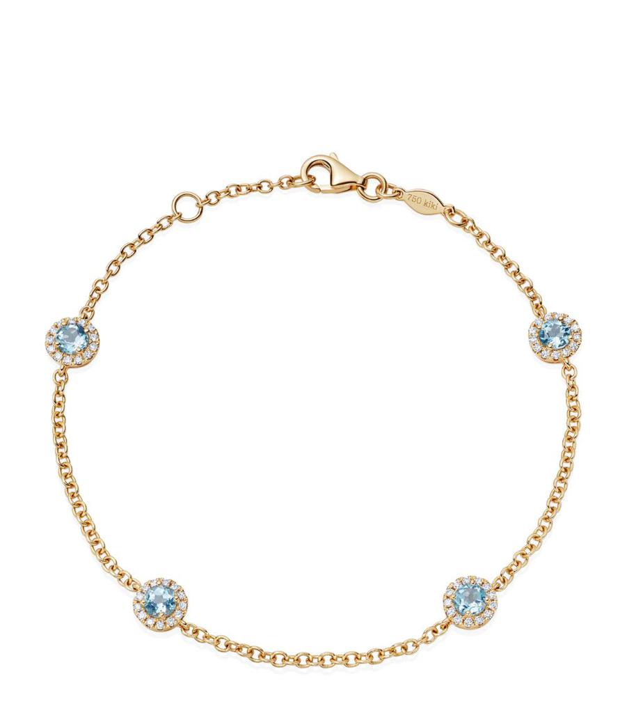 Kiki McDonough Yellow Gold, Diamond and Blue Topaz Grace Bracelet