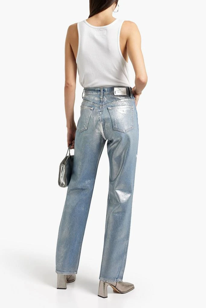 EB DENIM Coated metallic high-rise straight-leg jeans 3