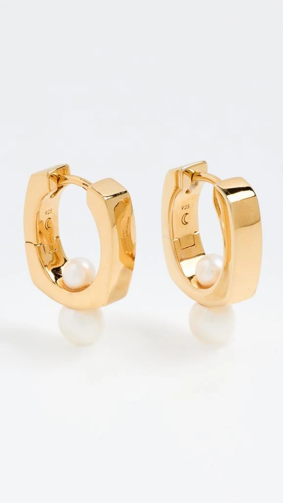 Missoma Button Pearl Square Small Hoop Earrings 3