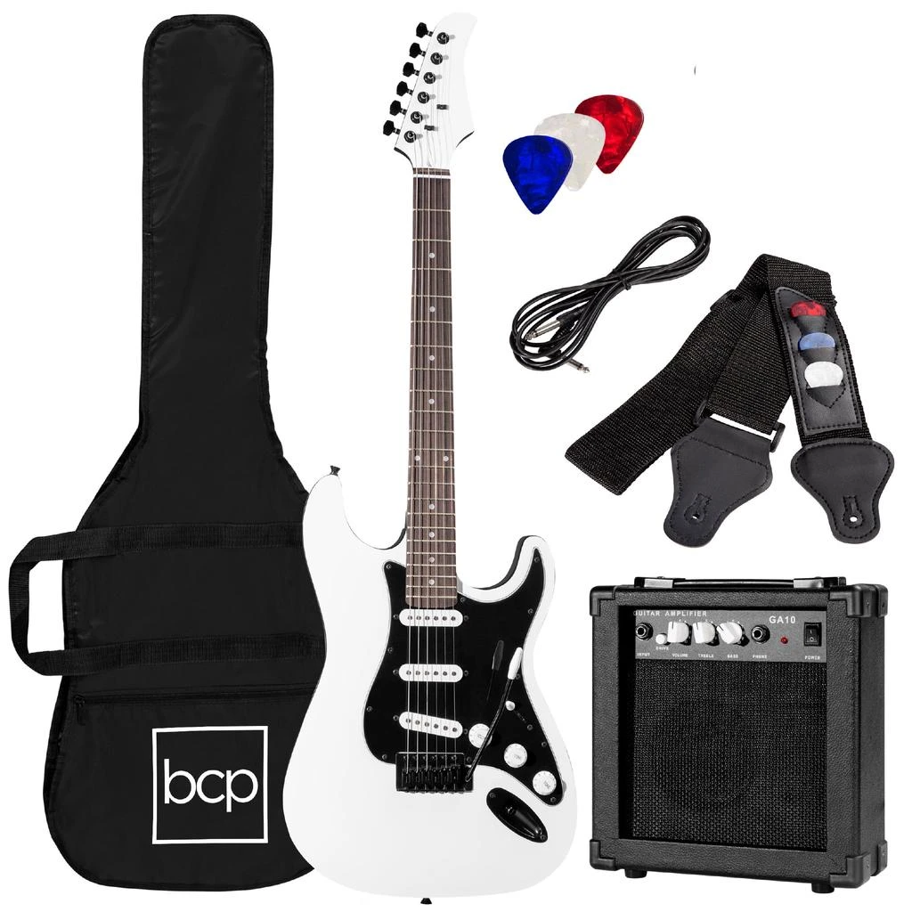 Best Choice Products 39in Full Size Beginner Electric Guitar Kit with Case, Strap, Amp, Whammy Bar 14