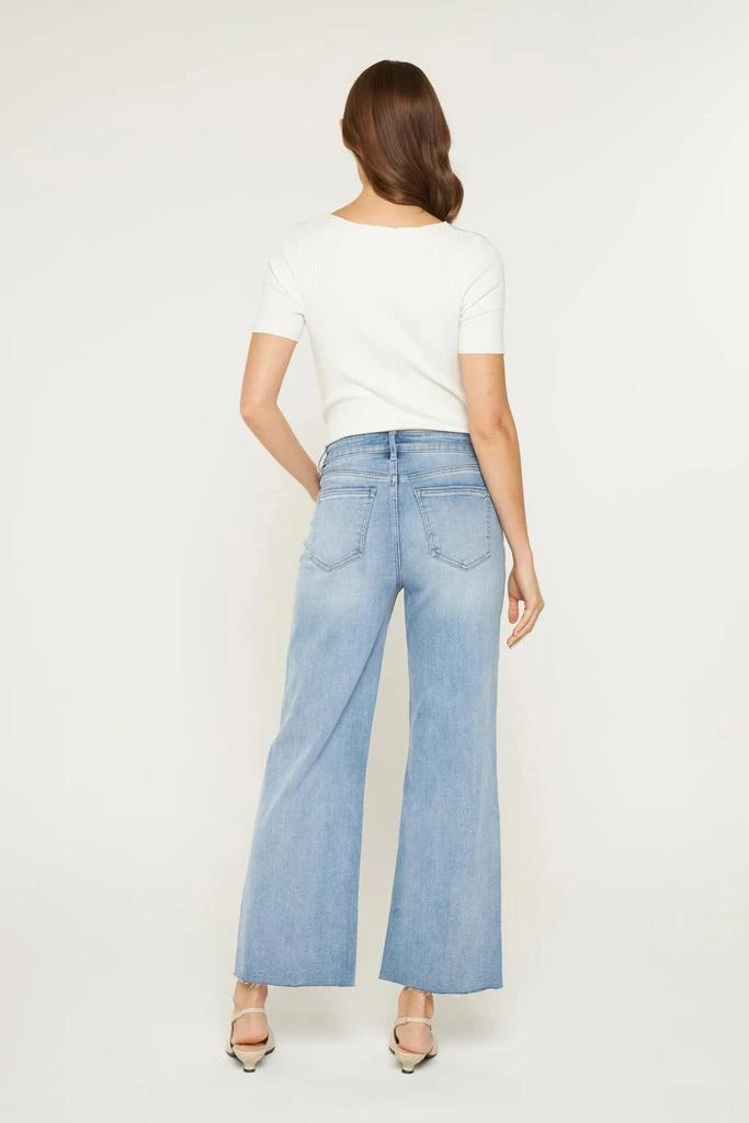 mica denim Tummy Tuck High Rise Wide Raw Hem Jeans In Ball Blue 2