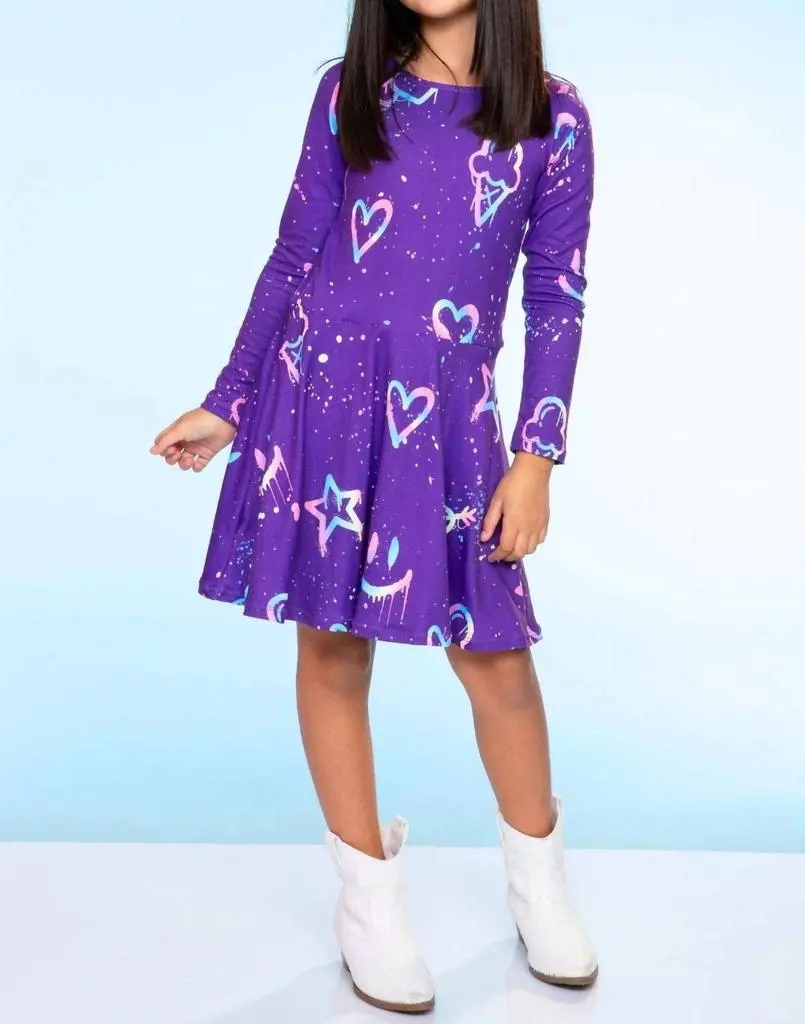 Pixie Lane Pixie Lane - Graffiti Rainbow Simply Soft Skater Dress