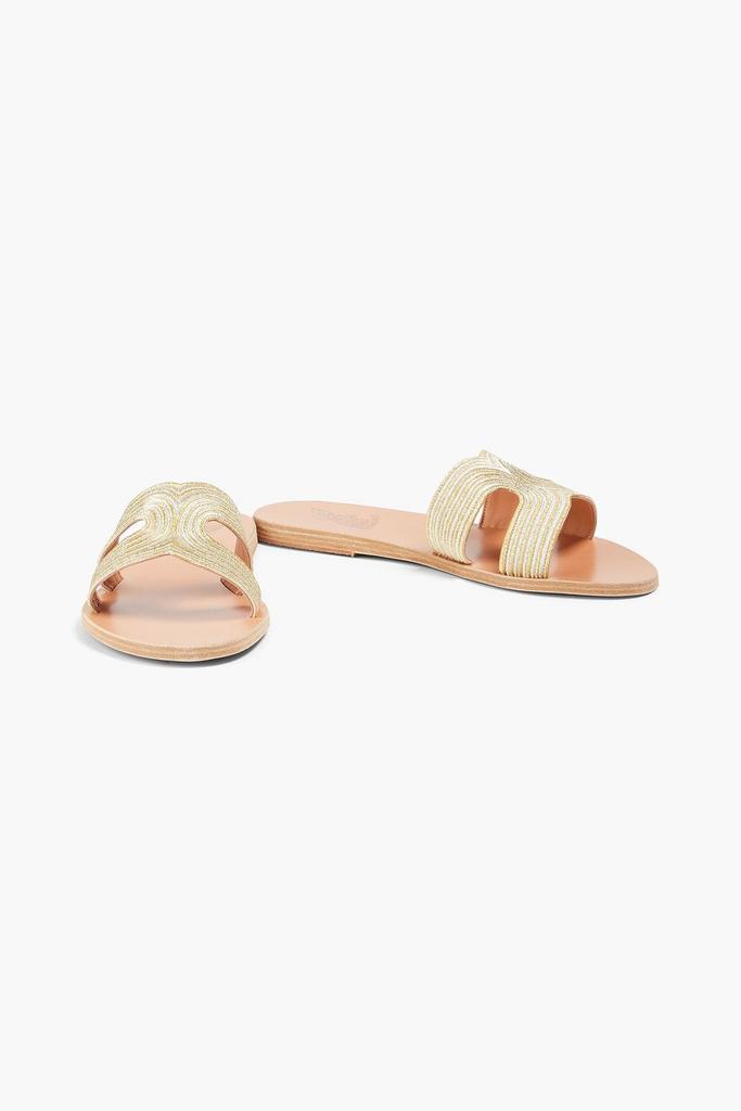ANCIENT GREEK SANDALS Kentima metallic embroidered leather sandals
