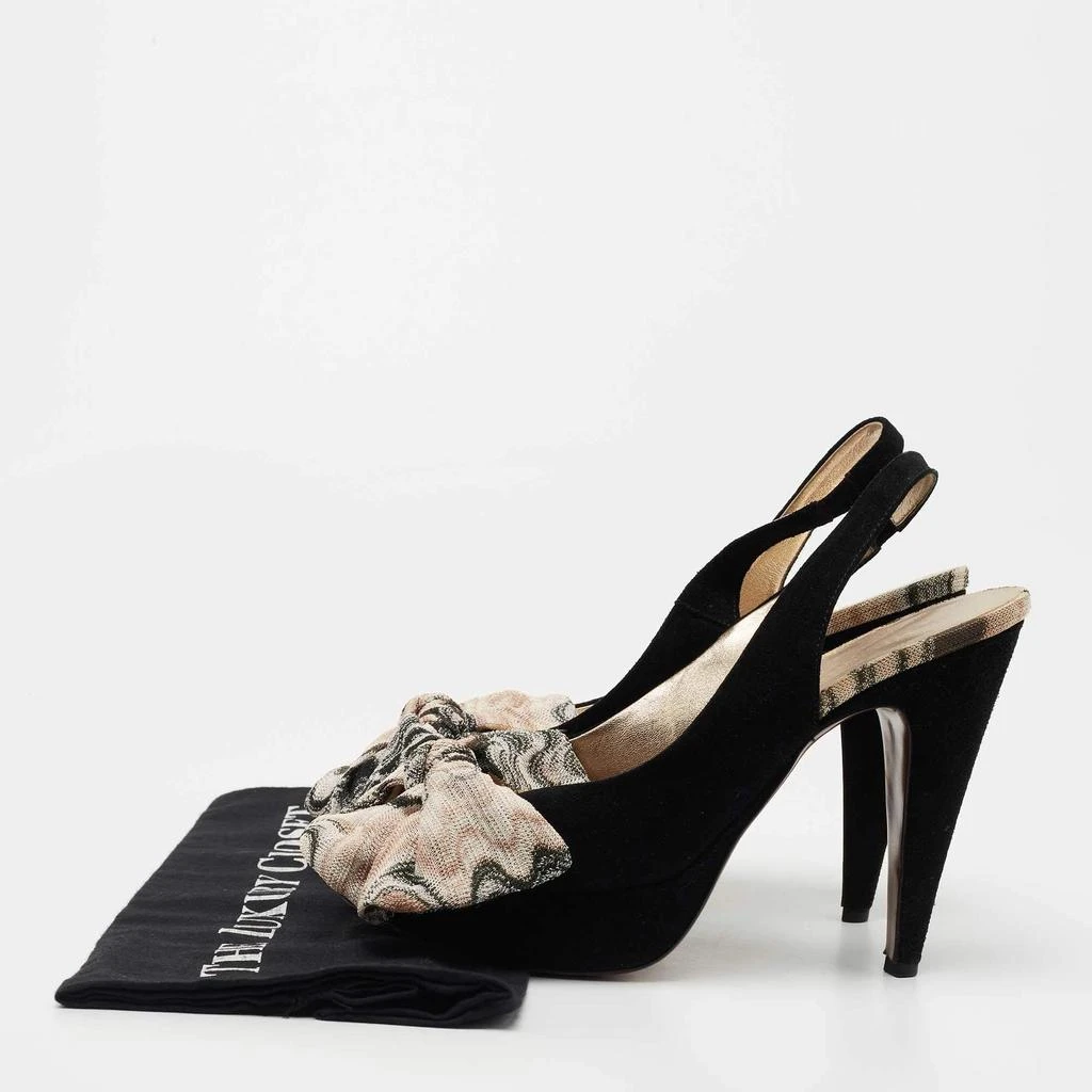 Missoni Missoni Black Suede and Fabric Bow Peep Toe Slingback Pumps Size 40 9