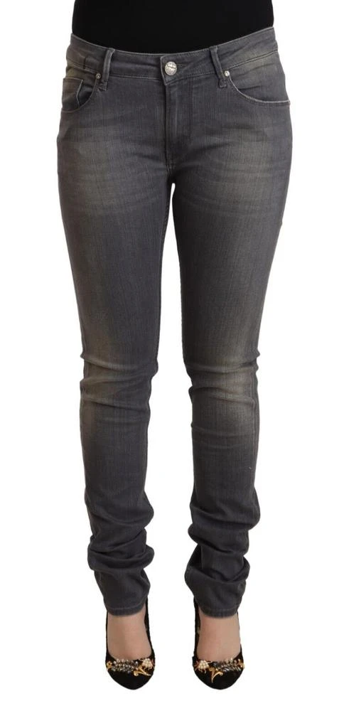 Acht Acht Dark Gray Washed Cotton Denim Skinny Jeans 1