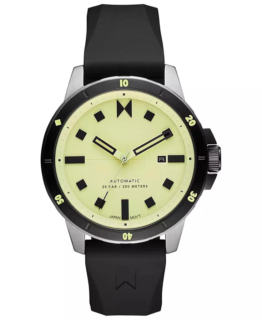 MVMT Men's Minimal Sport Automatic Black Silicone Strap Watch 45mm 1