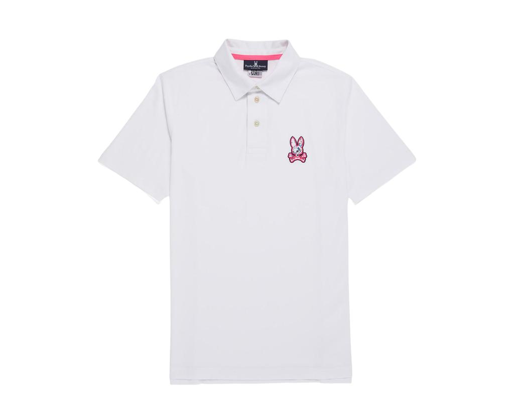 white08@様 Psycho Bunny Waverly Jersey Logo Polo White Men's Shirt