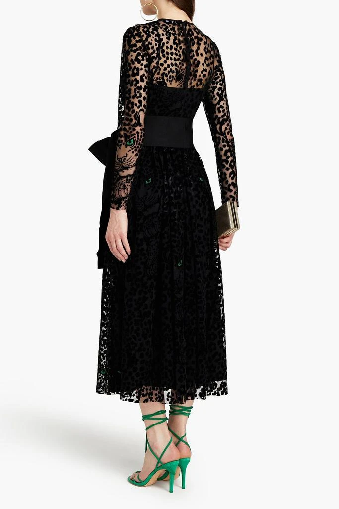 RED Valentino Belted flocked tulle midi dress 3