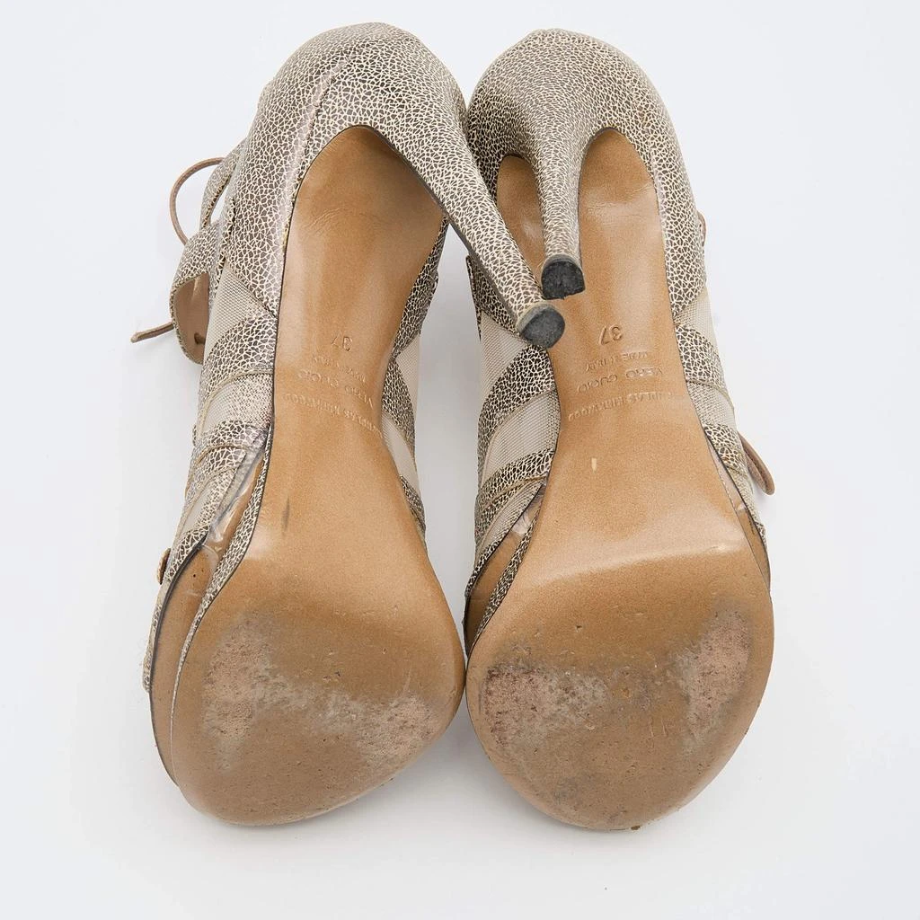 Nicholas Kirkwood Nicholas Kirkwood Brown/Beige Leather and Mesh Lace Up Platform Sandals Size 37 6