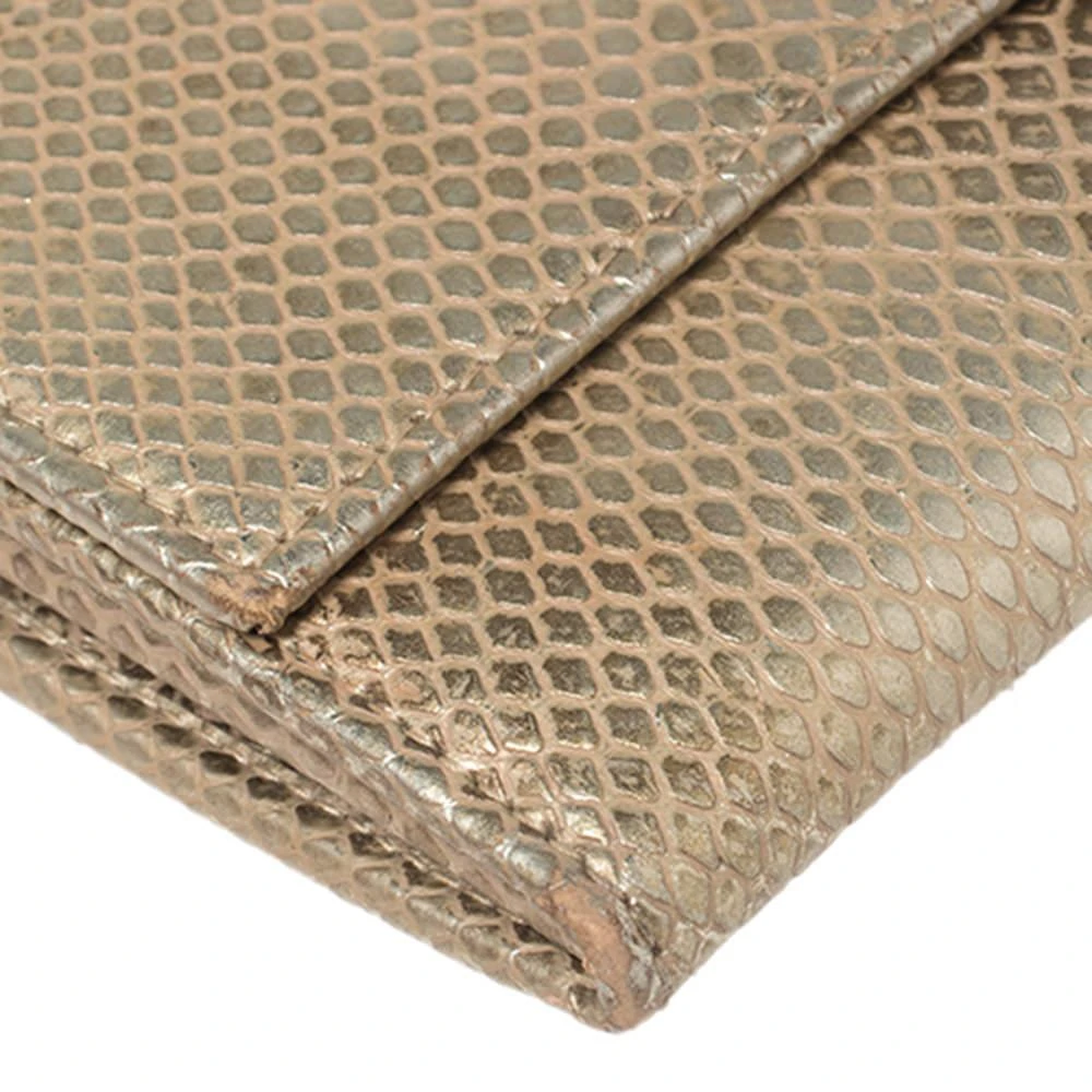 Chopard Chopard Metallic Gold Python Embossed Leather Continental Wallet 10
