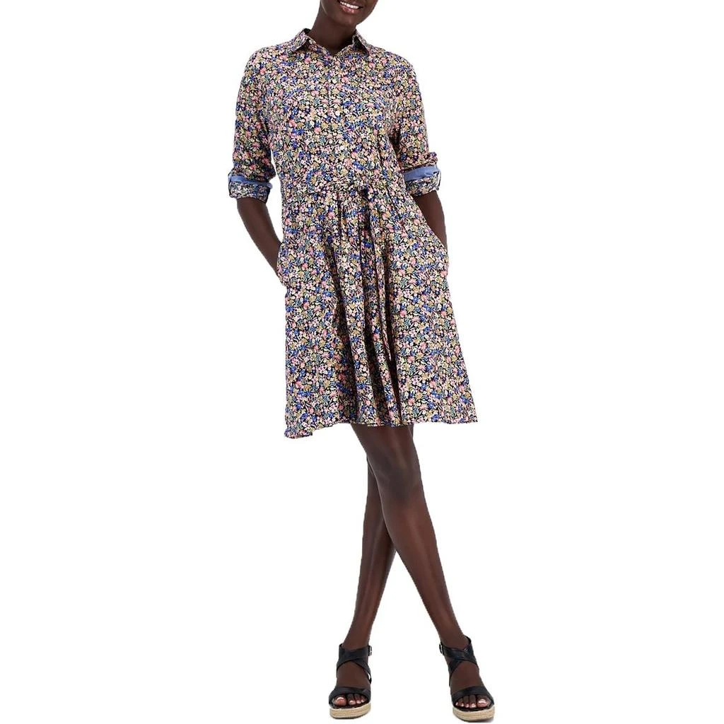 Nautica Jeans Co. Womens Floral Print Cotton Shift Dress 1