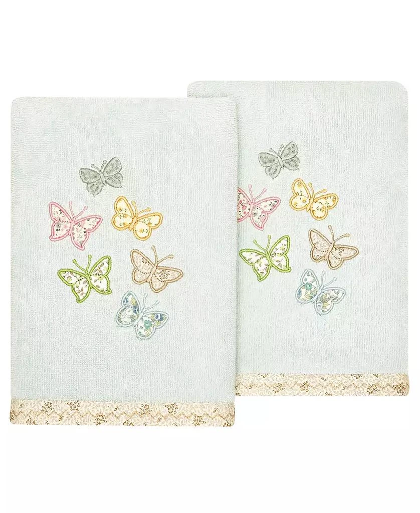 Linum Home Textiles Turkish Cotton Mariposa Embellished 2-Pc. Fingertip Towel Set 1