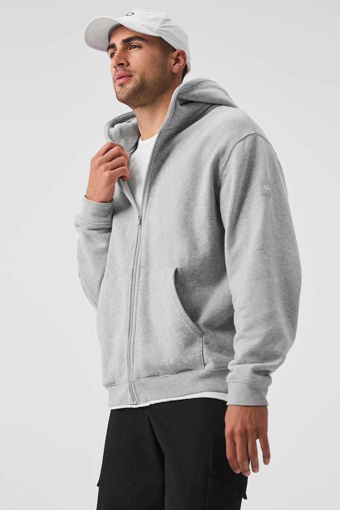 Alo Renown Heavy Weight Full Zip Hoodie - Athletic Heather Grey