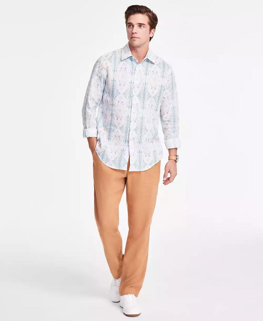 Club Room Men's Zurich Long Sleeve Button-Front Printed Linen Shirt, Exclusively at Macy's