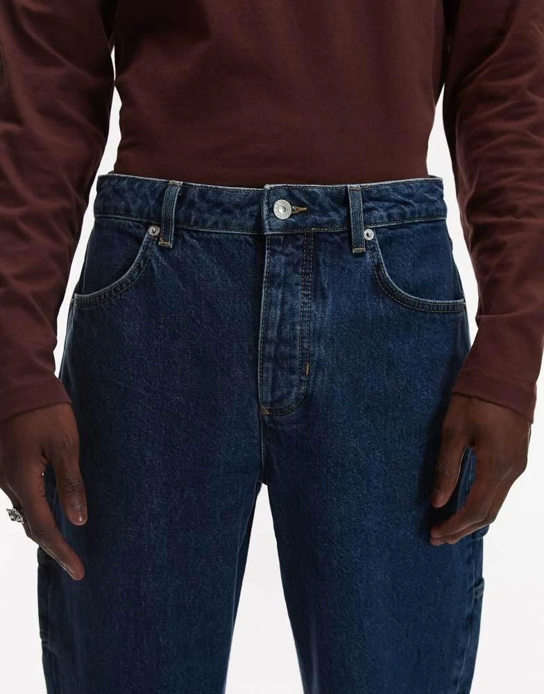 Topman Topman straight carpenter jeans in mid wash blue 5