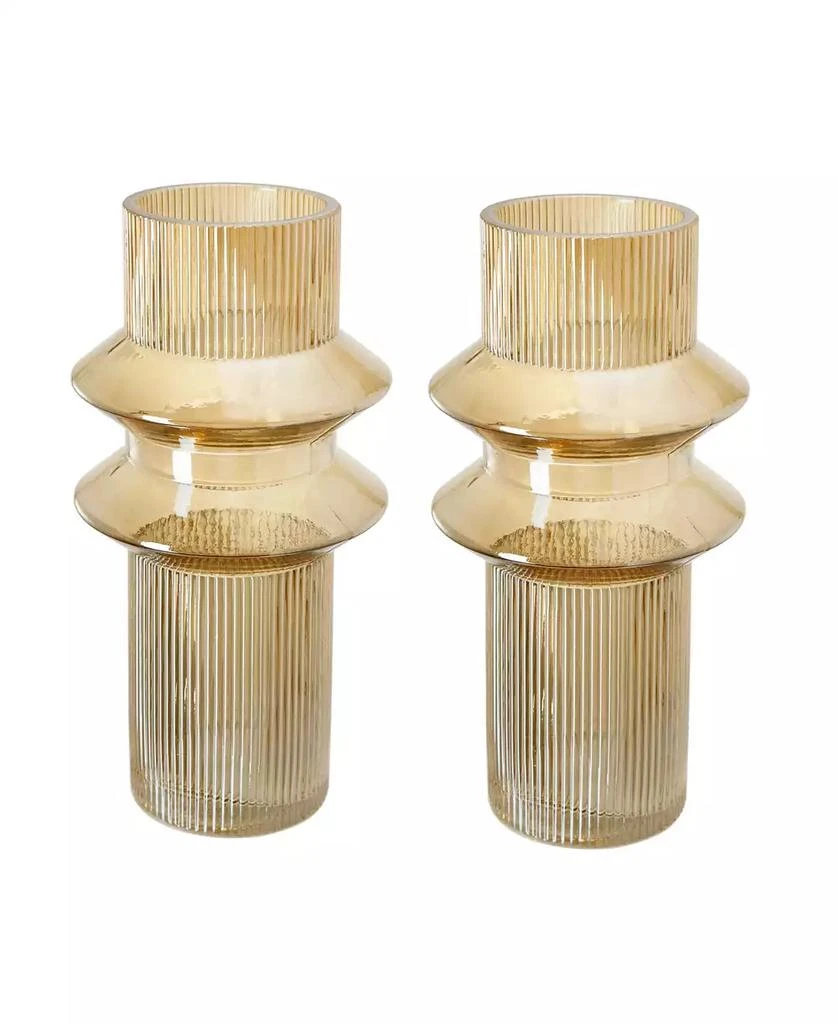 AB Home Ribbed Glass Vases, Set of 2