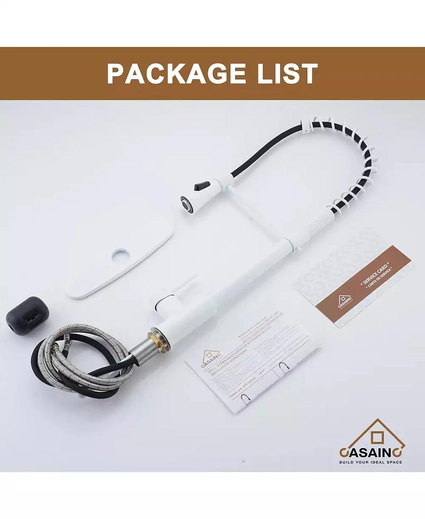 CASAINC Spring Pull Down Sprayer Kitchen Faucet with Dual-Function Spray Head and Deck Plate 9