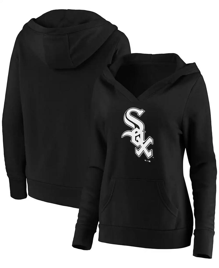 Fanatics Plus Size Black Chicago White Sox Official Logo Crossover V-Neck Pullover Hoodie