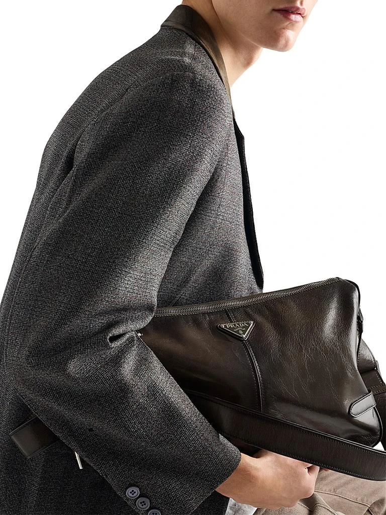 Prada Antiqued Leather Zipper Shoulder Bag 2