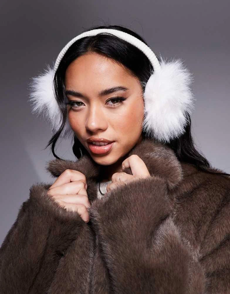 ASOS 4505 Ski faux fur ear muffs in white 1