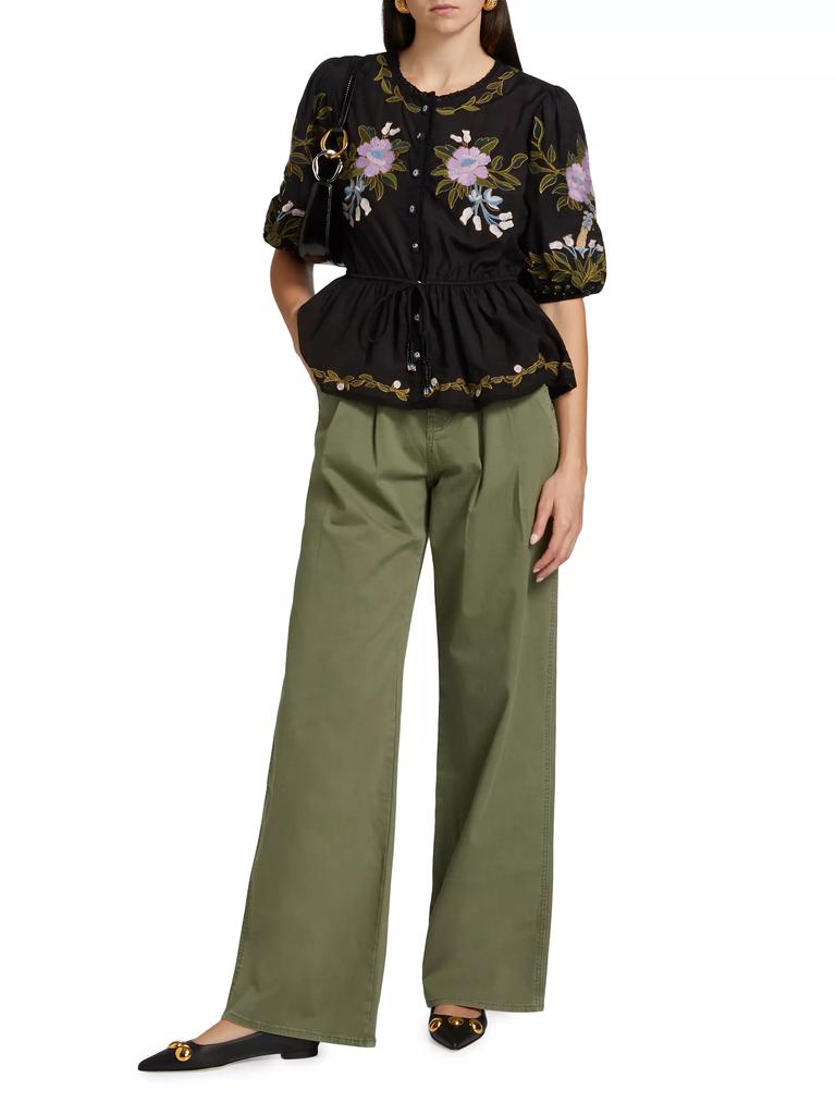 Farm Rio Winter Garden Embroidered Top