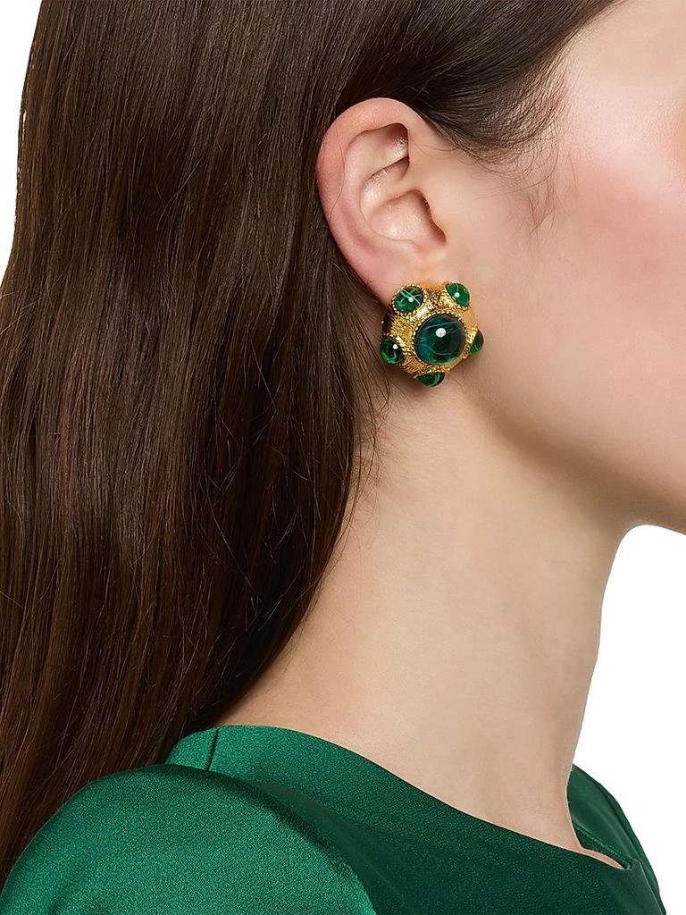 Kenneth Jay Lane Goldtone 
Faux Emerald Clip-On Earrings 2