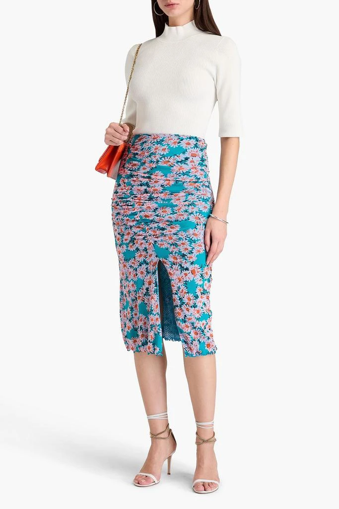 Diane von Furstenberg Willow reversible floral-print stretch-mesh midi skirt 2