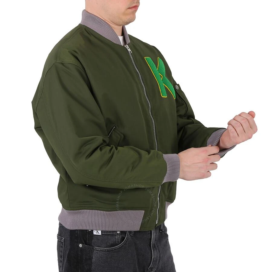 Kenzo Men's Dark Khaki Varsity Logo-Patch Bomber Jacket 2