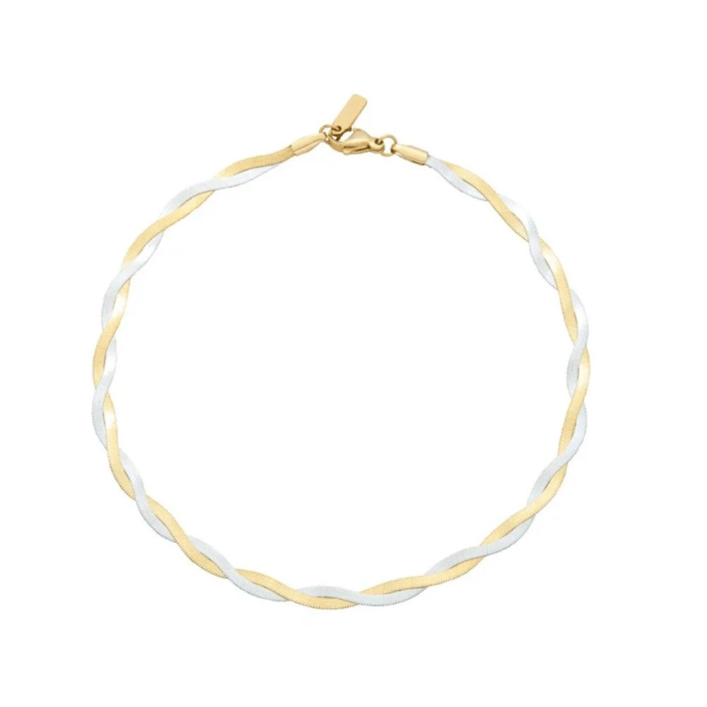 Pompeii3 Amina Anklet 18k Mixed Metal 10" 6mm Total Width Herringbone Chain