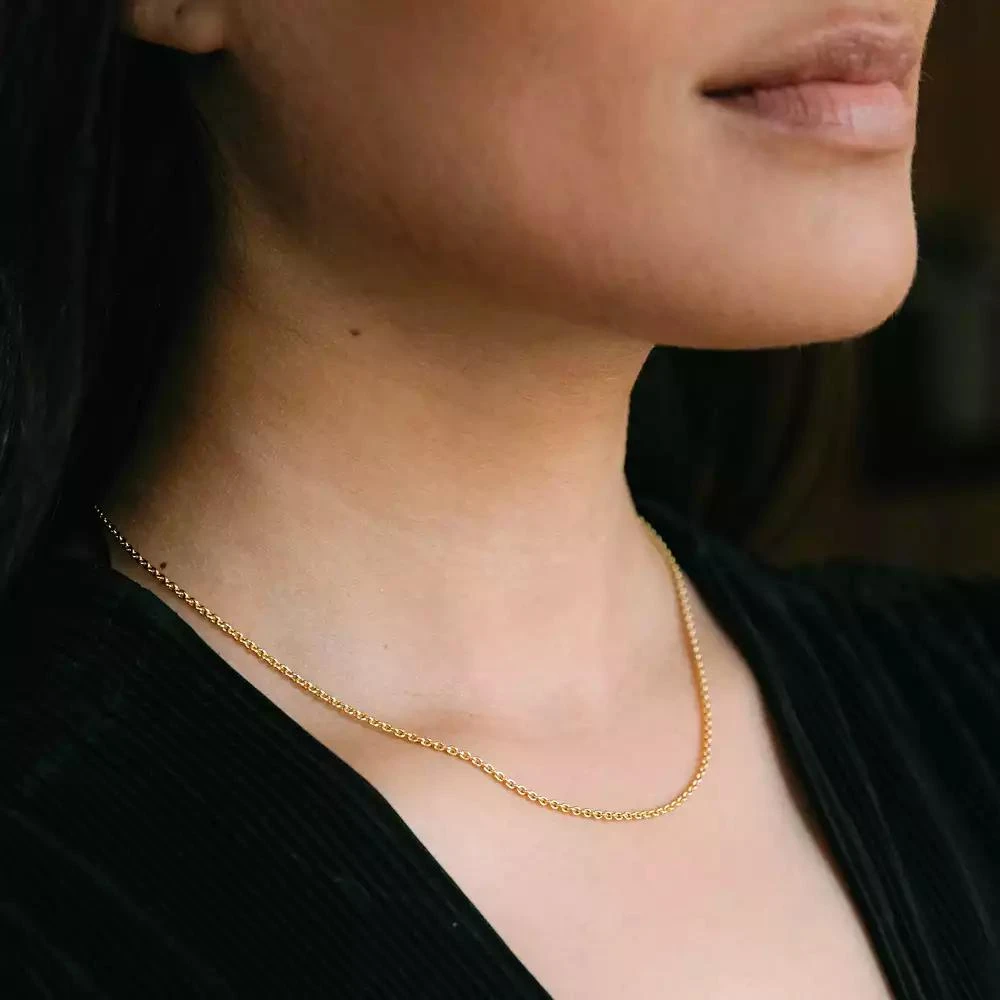 Vincero Women
s Rolo Chain Necklace in 14k Gold-Plated Sterling Silver with Extender 2