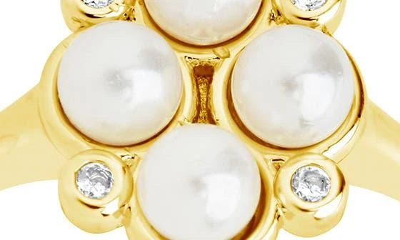 Sterling Forever Cosetta Imitation Pearl 
CZ Ring 6